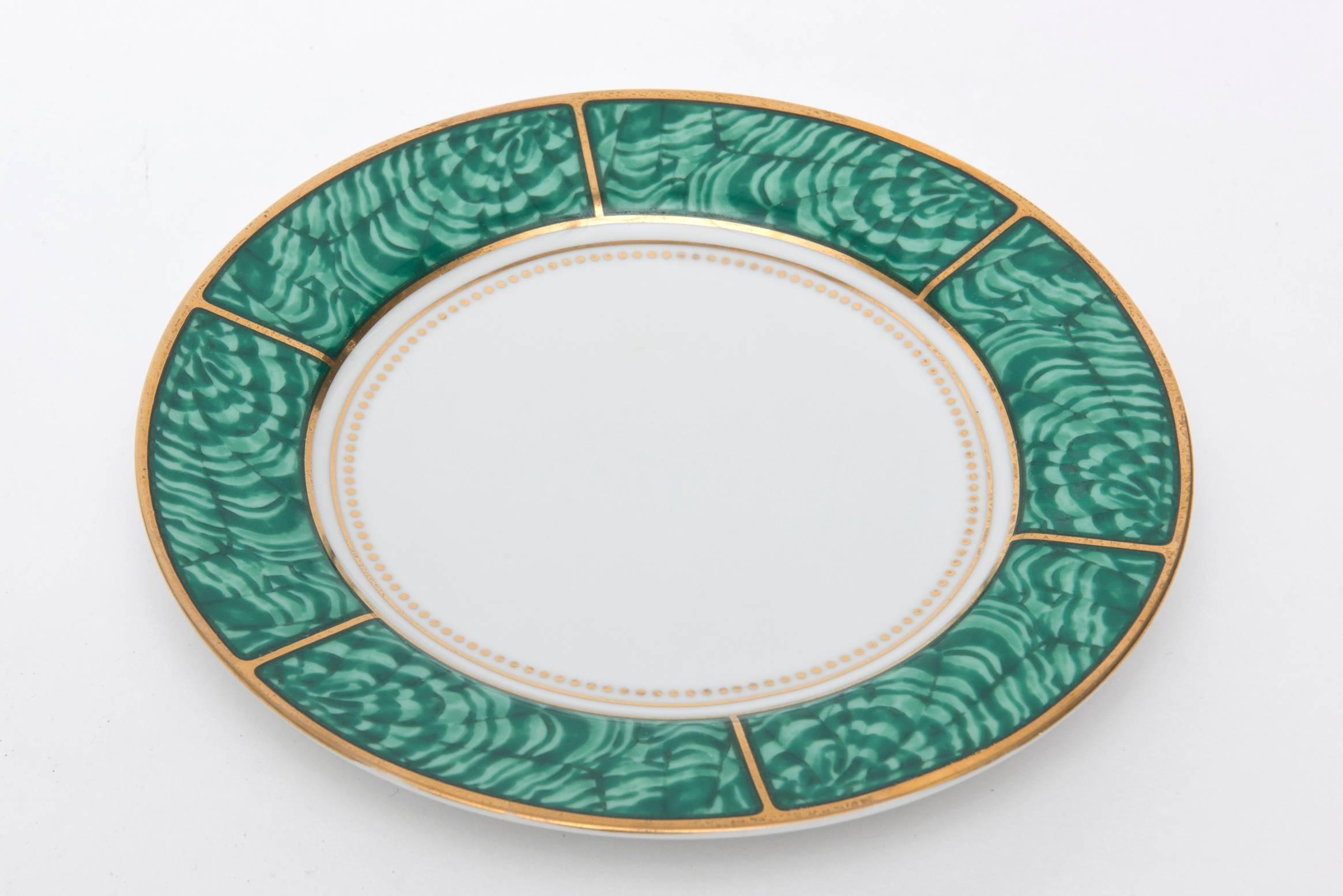 American Georges Briard Imperial Malachite Porcelain China Service for Four Vintage