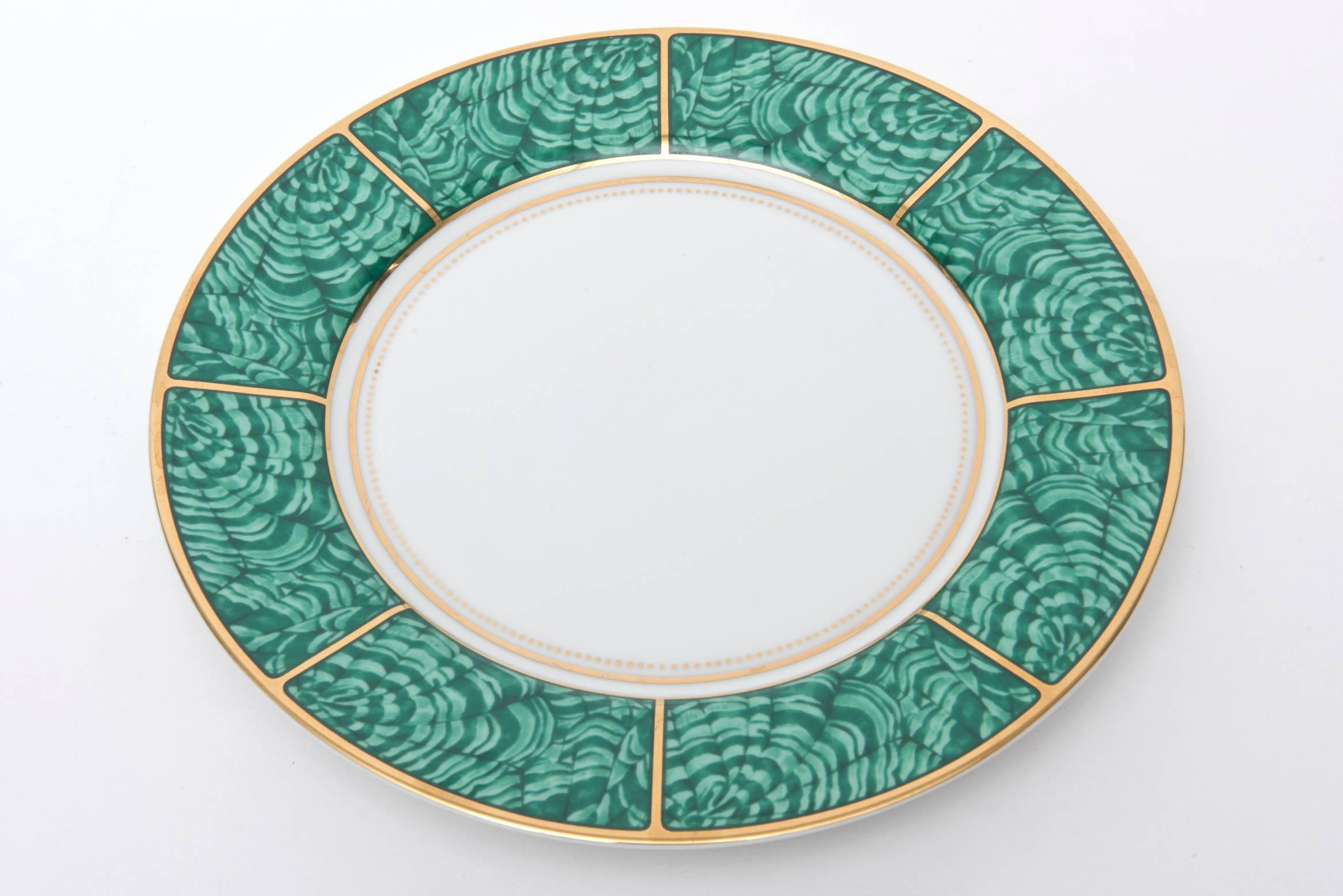 Georges Briard Imperial Malachite Porcelain China Service for Four Vintage In Good Condition In North Miami, FL