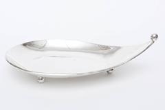 Sterling Silver Sculptural Tear Drop Tray Or Bowl with Three Ball Feet Signed