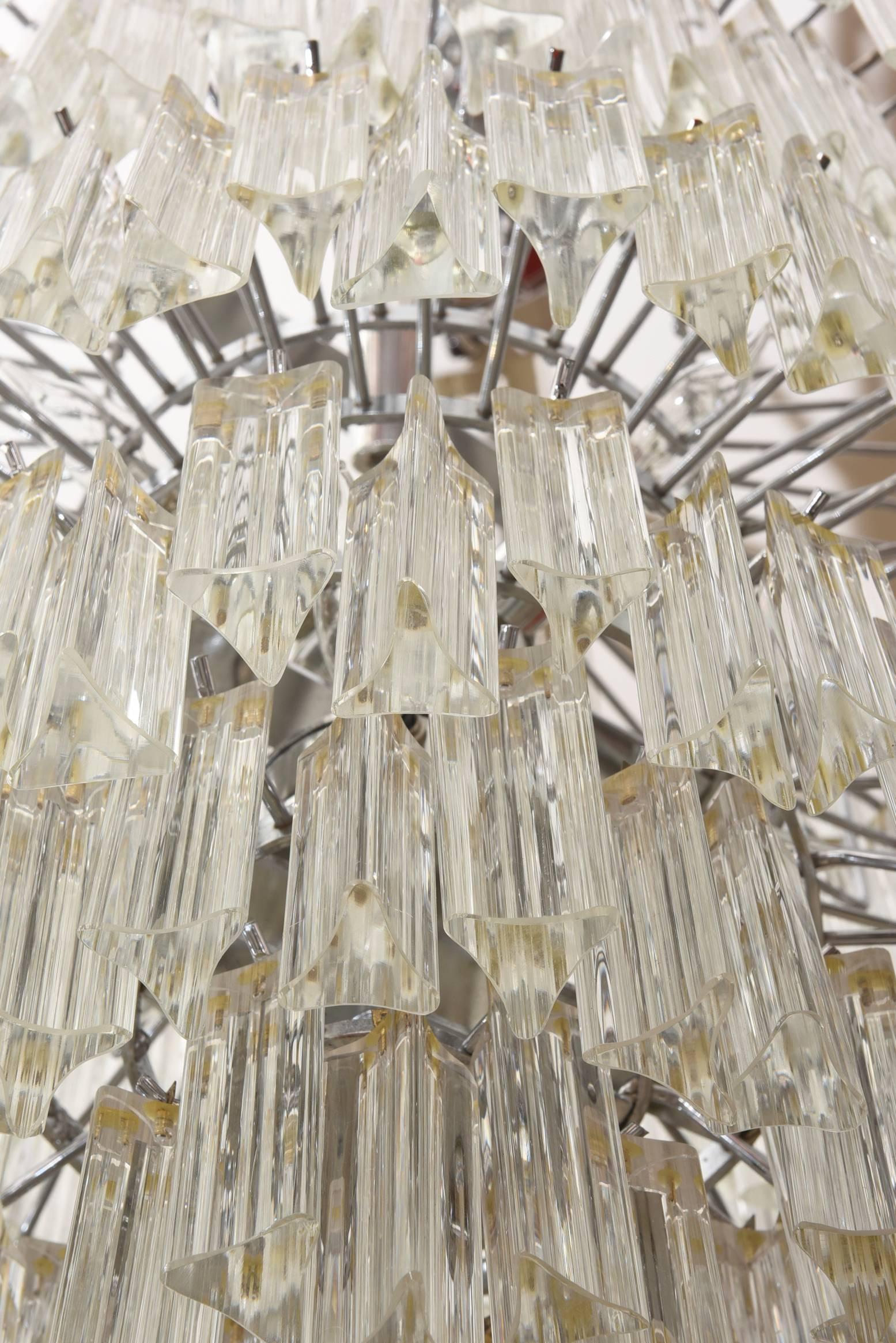 Late 20th Century Murano Venini Cascading Glass Prism Chandelier Vintage For Sale