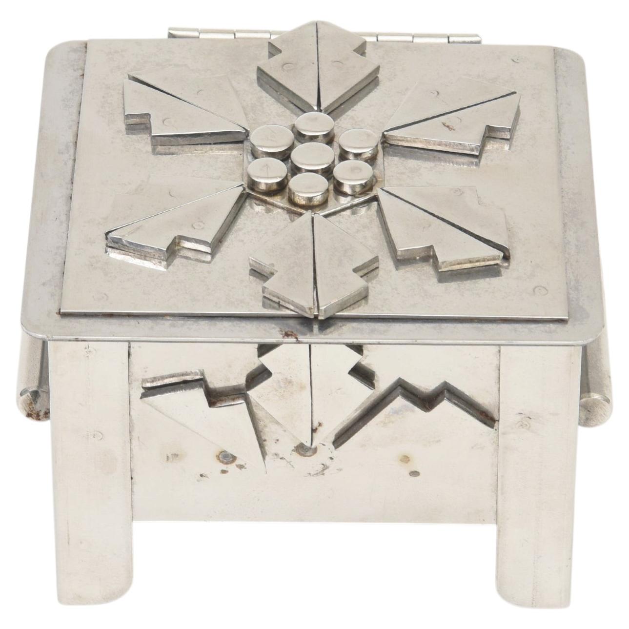 Modernist Stainless Steel Hinged Box by Stanley Scwarz, 1980's For Sale