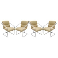 Set di 4 sedie da pranzo Lion n Frost vintage in Lucite, cromo e pelle
