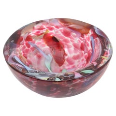 Bol vintage en verre de Murano « Tutti Fruiti » de la marque Avem, aux tons roses, bleus et dorés, années 1960