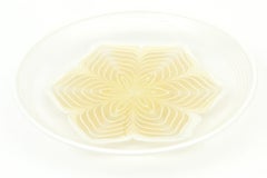 Vintage Murano Glass Bowl With Flower Design And Gold Aventurine, 1980's