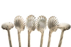 Vintage Sterling Silver Coastal Clam Shell Ice Tea Spoons, Set of 6, 1960's