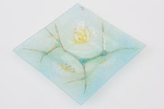 Higgins Square glass bowl with gold signature 60's