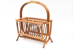 Vintage Bamboo and Reed Coastal Magazine Stand Or Rack, 1960's