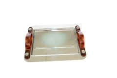 Oscar De La Renta Stainless Steel Small Tray With Faux Tortoise Handles, 2000