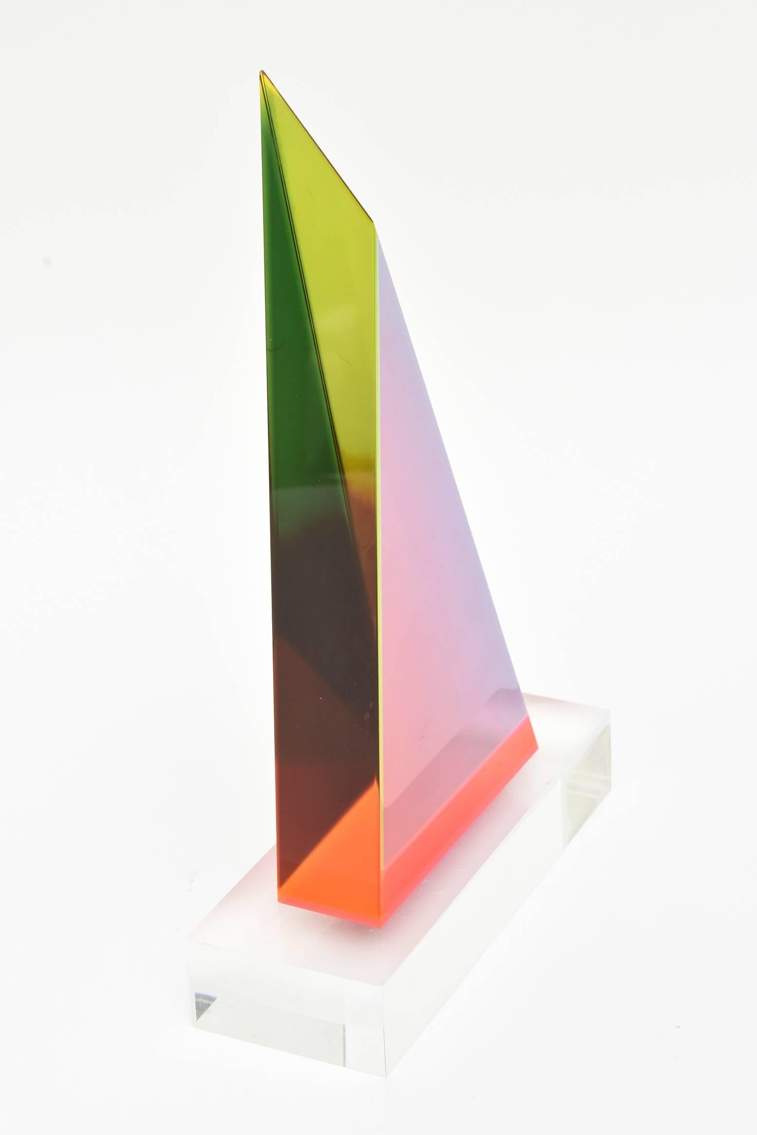 American Vasa Melich Laminated Lucite Geometric Sculpture Signed