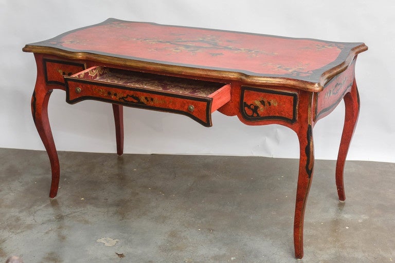 Italian Lacquered Desk and Chair For Sale