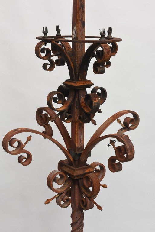 Monumental Pair of 19th Century French Iron Prickets