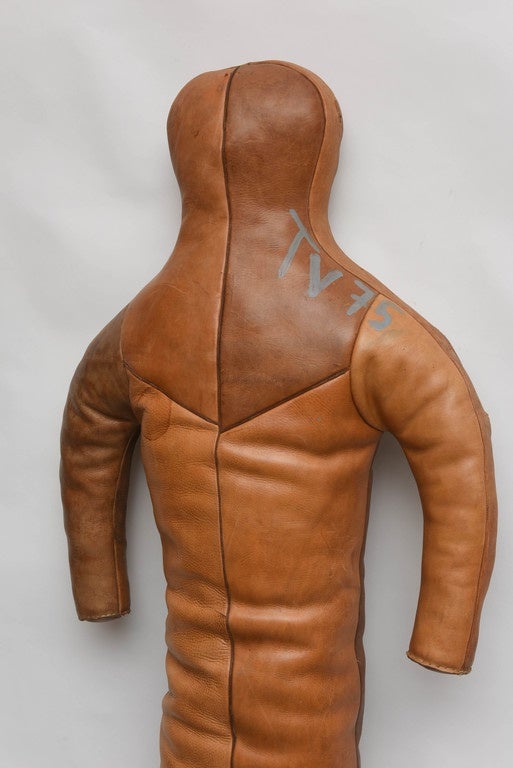 Cool and unusual German leather wrestling practice dummy from the 1950s.