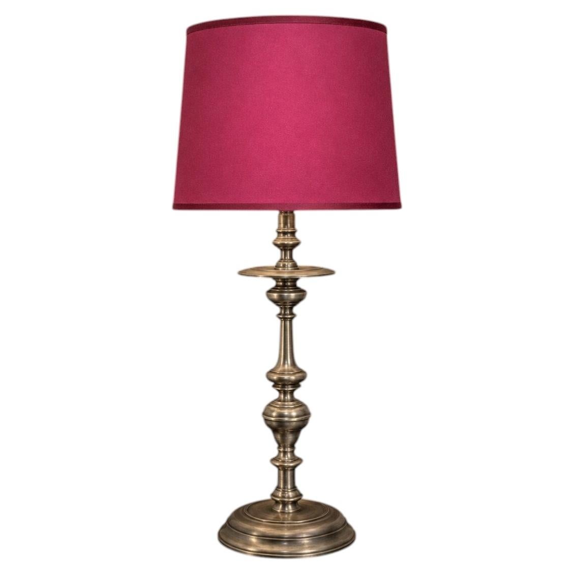 Lampe de table vintage en nickel avec bougeoir