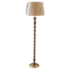 Lampada da terra vintage in ottone tornito