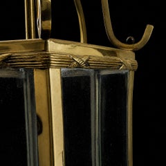 A Vintage 1970's Brass Hexagonal Hall Lantern