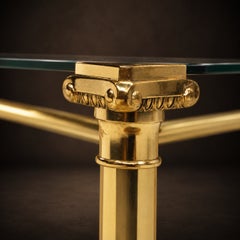 Vintage French 1970's Neoclassical Brass & Glass Coffee Table
