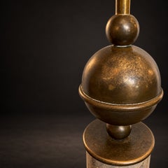 Vintage Marble & Bronze Sculptural Orb Table Lamp