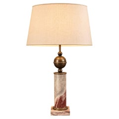 Vintage Marble & Bronze Sculptural Orb Table Lamp