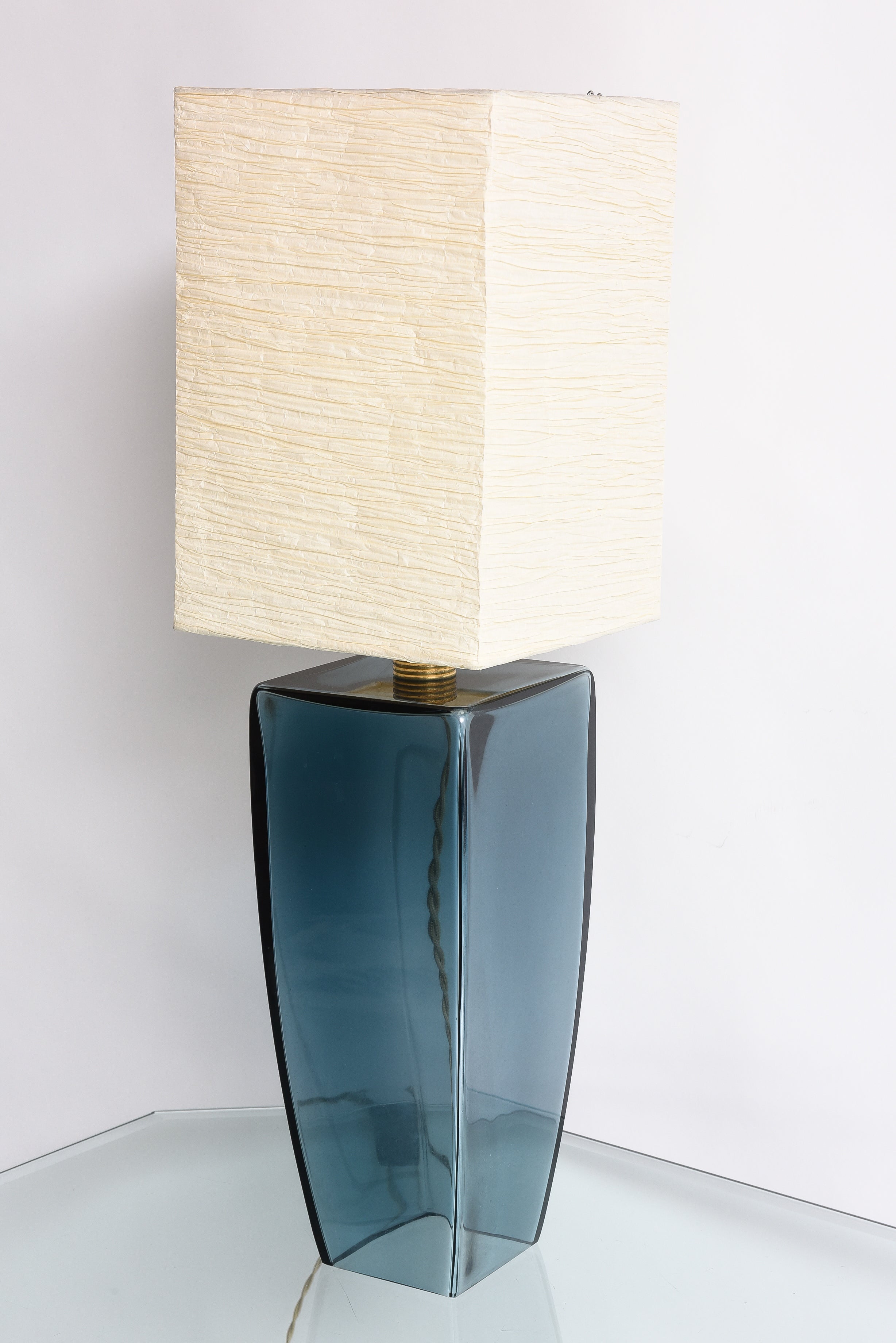 Stunning blue color Murano single lamp.Original shade handmade artisan cord is original cloth cord