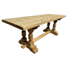 Good Quality French Bleached Oak Farmhouse Dining Table 