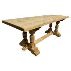 Good Quality French Bleached Oak Farmhouse Dining Table
