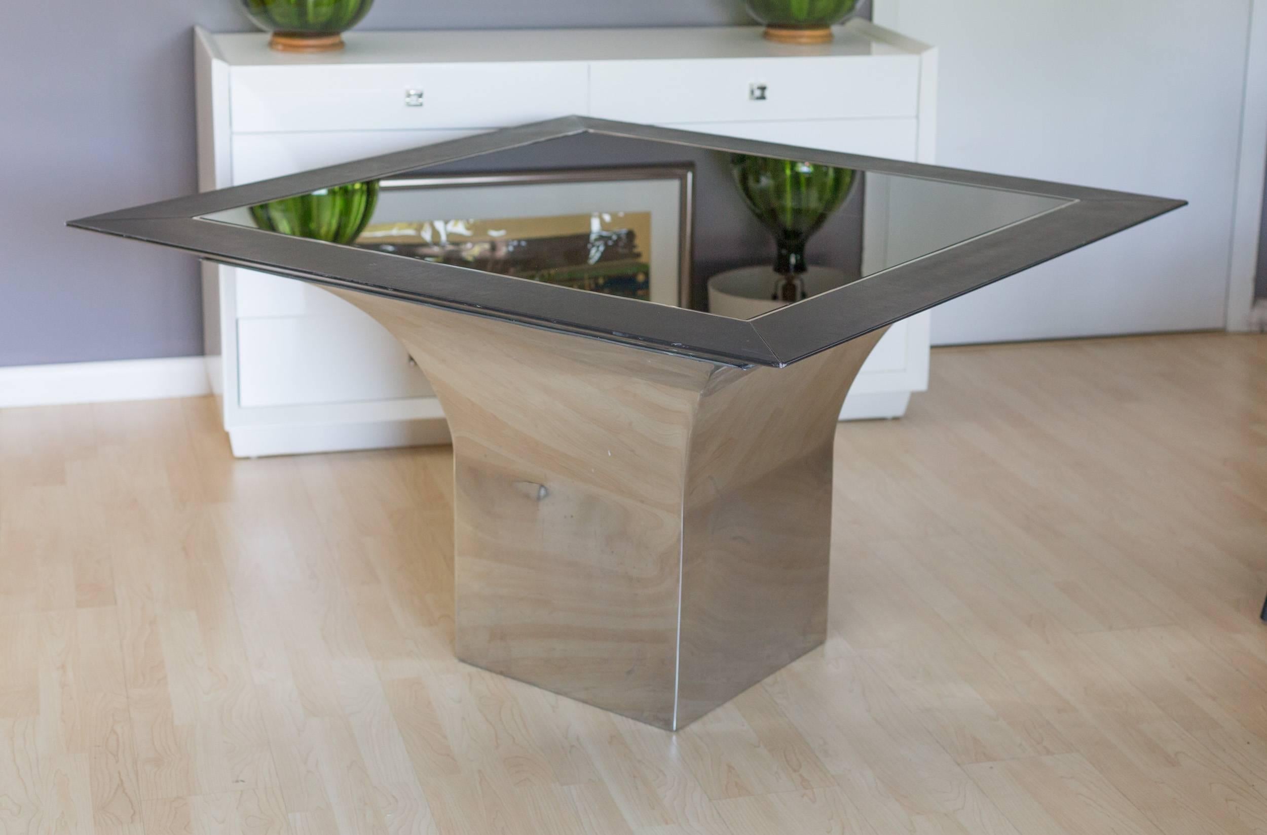 Mid-Century Modern Brueton Steel and Glass Pedestal Table