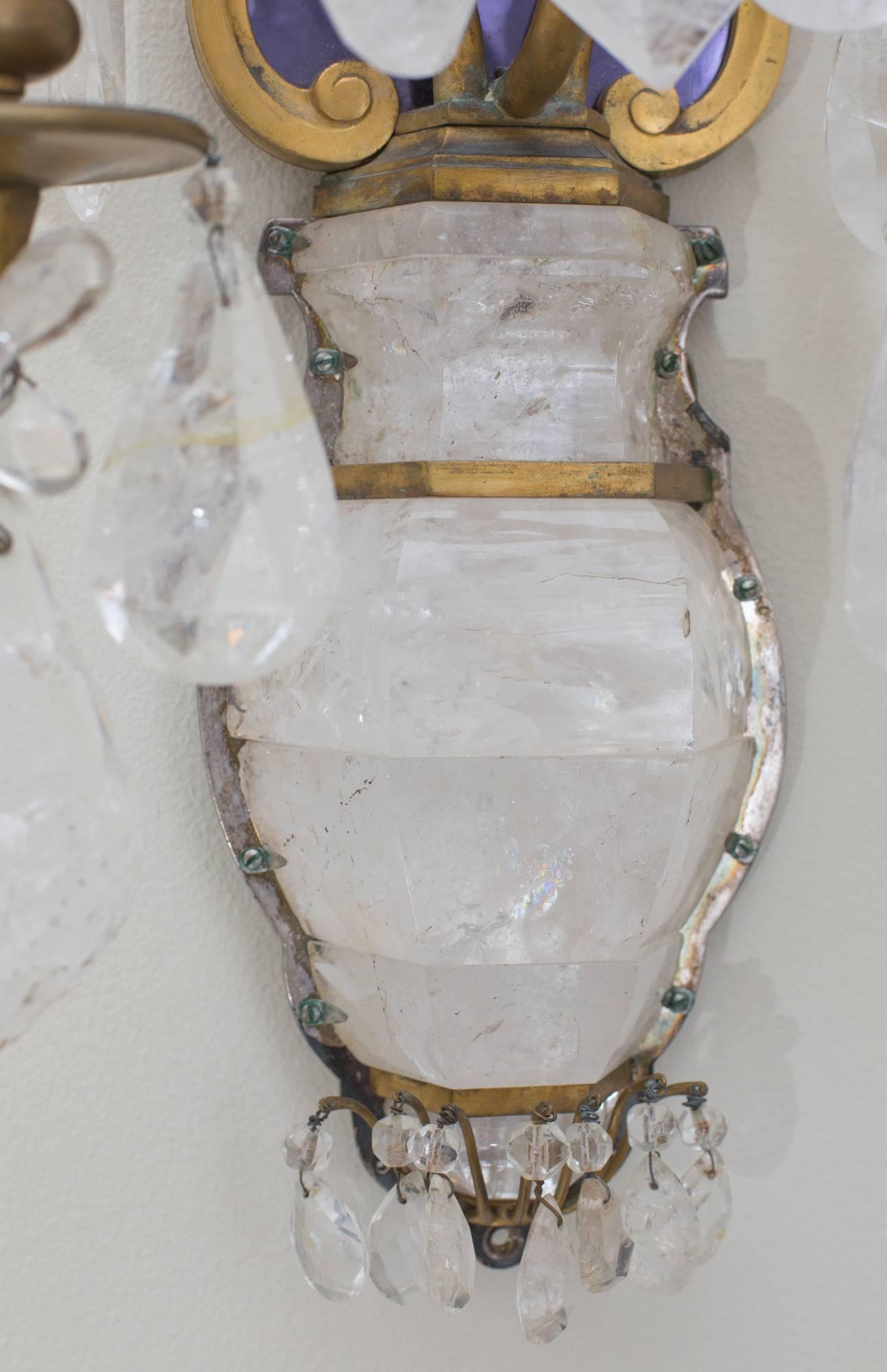 Early 20th Century E.F.Caldwell Grand Rock Crystal Sconces For Sale