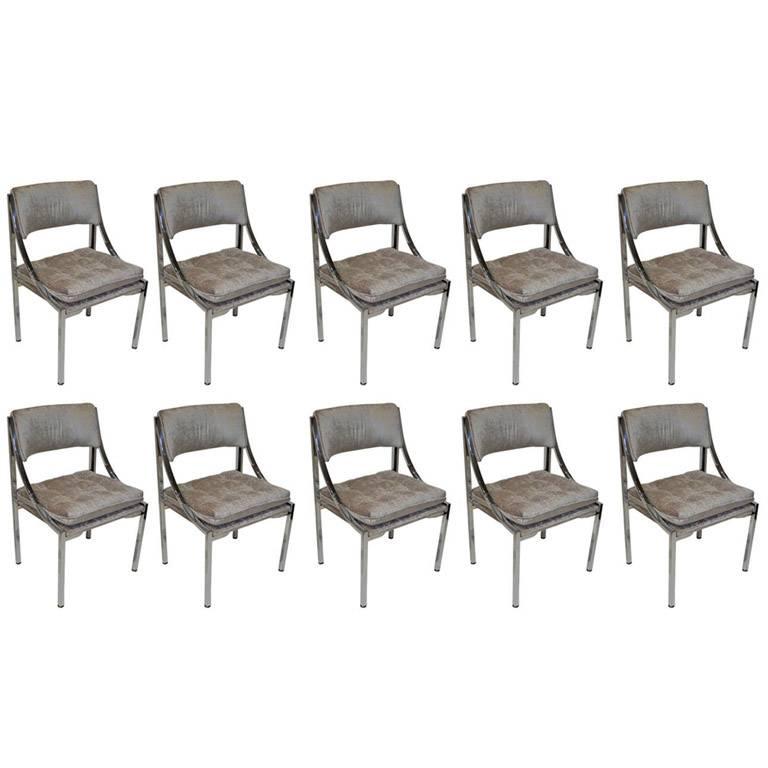 American  Set of 10 Dining Chairs by Milo Baughman