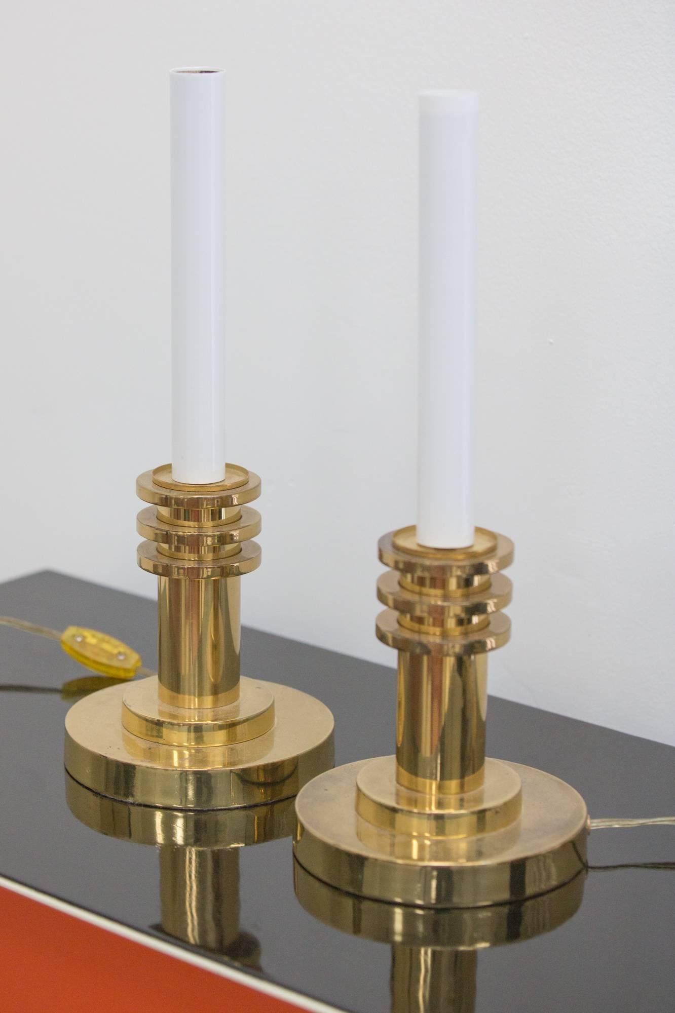 Pair of brass table lamps by Lightolier 
with 7.5