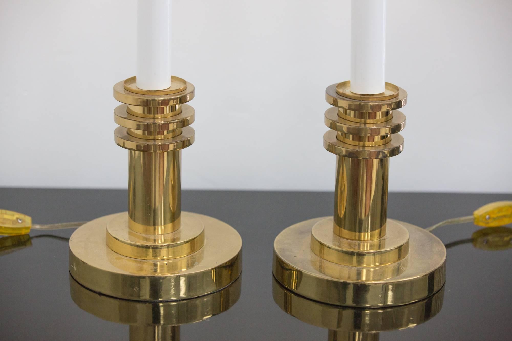 American Art Deco Brass Table Lamps by Lightolier