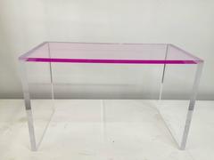 Whimsical Pink and Clear Acrylic Desk and Bench