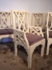 Set of Six Tessellated Chippendale Style Bone Dining Chairs by Enrique Garcel