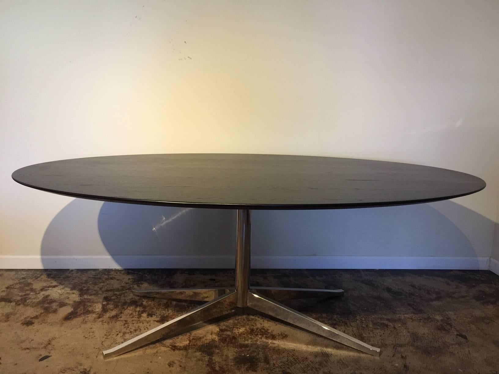 Mid-Century Modern Florence Knoll Stained Walnut Elliptical Dining Table