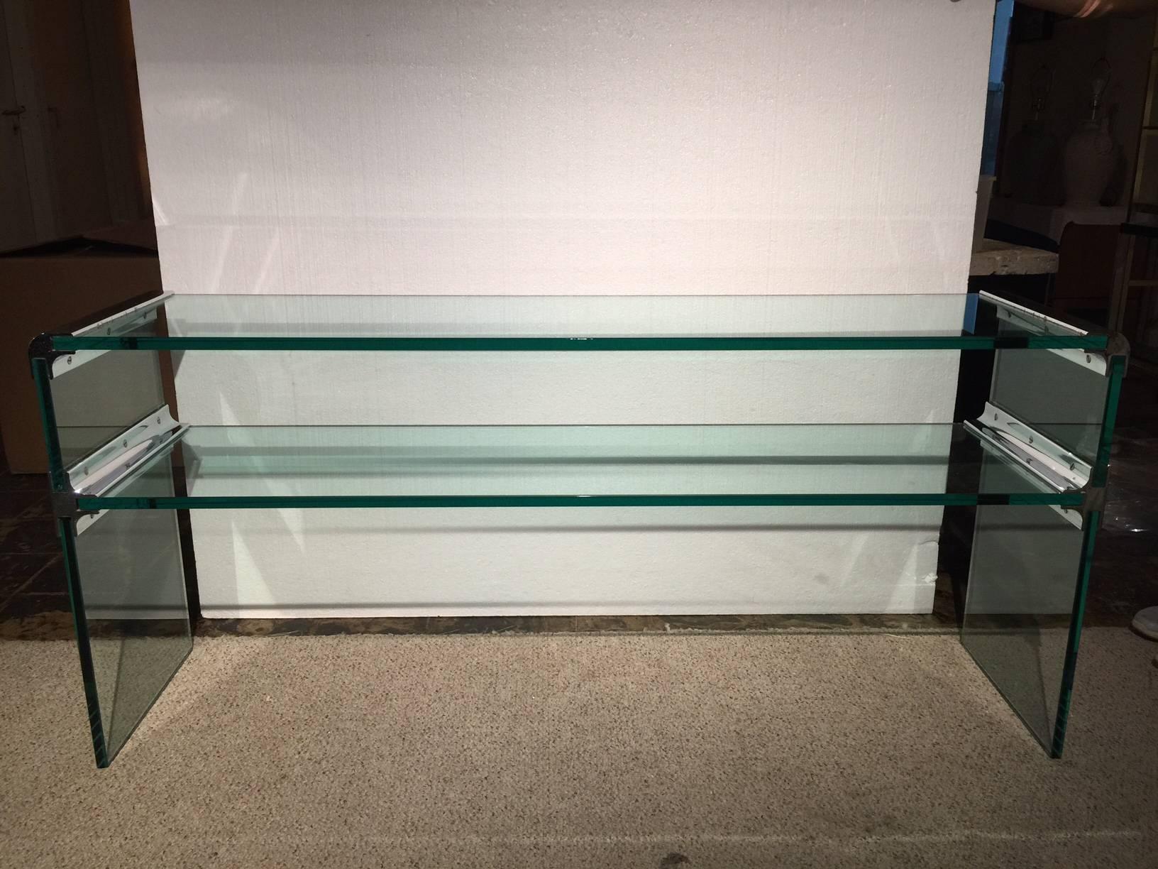 Pace Collection Waterfall Glass Console or Sofa Table In Good Condition In East Hampton, NY