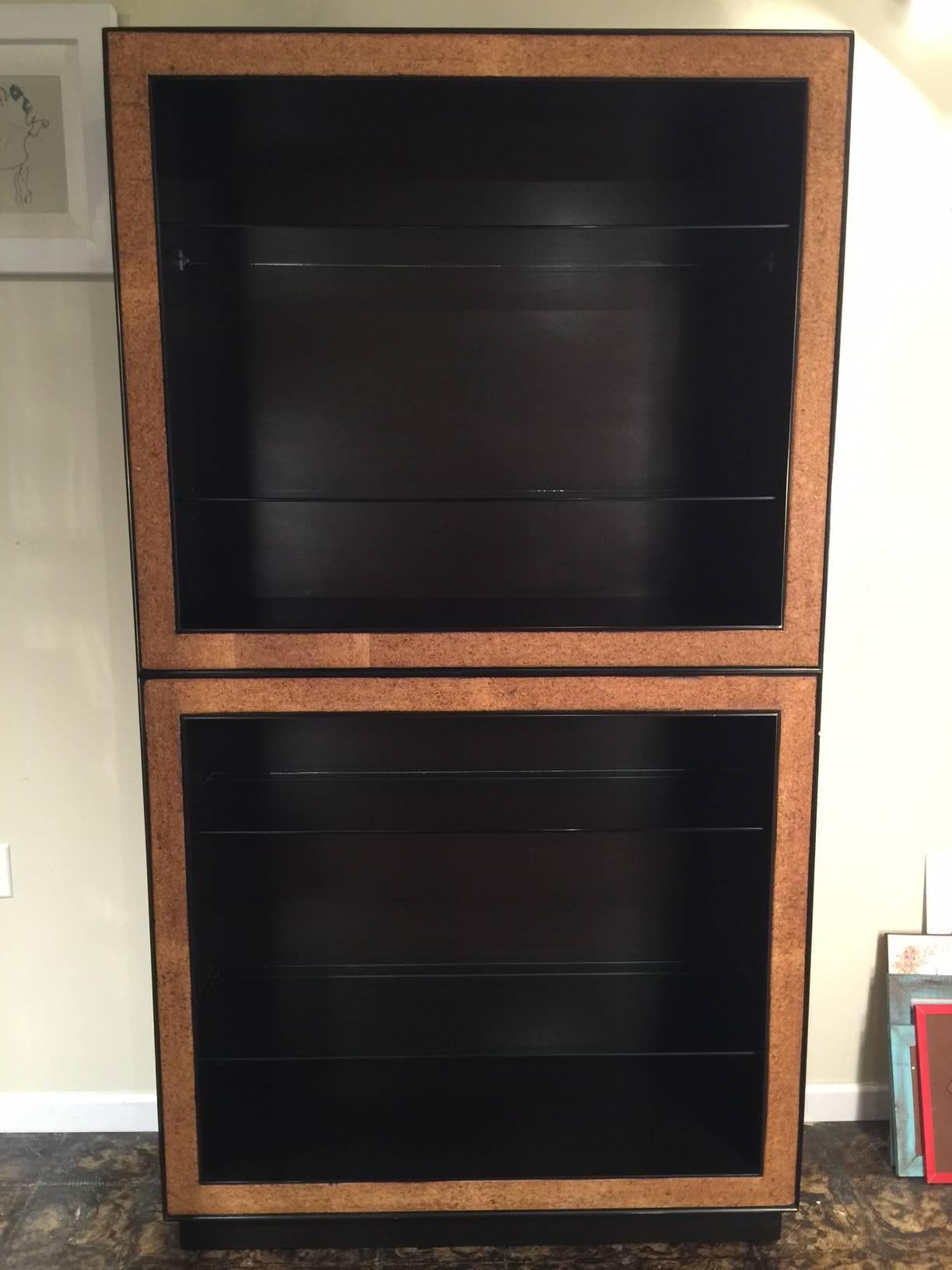 Mid-20th Century Rare Vintage Paul Frankl Cork Trimmed Bookcase