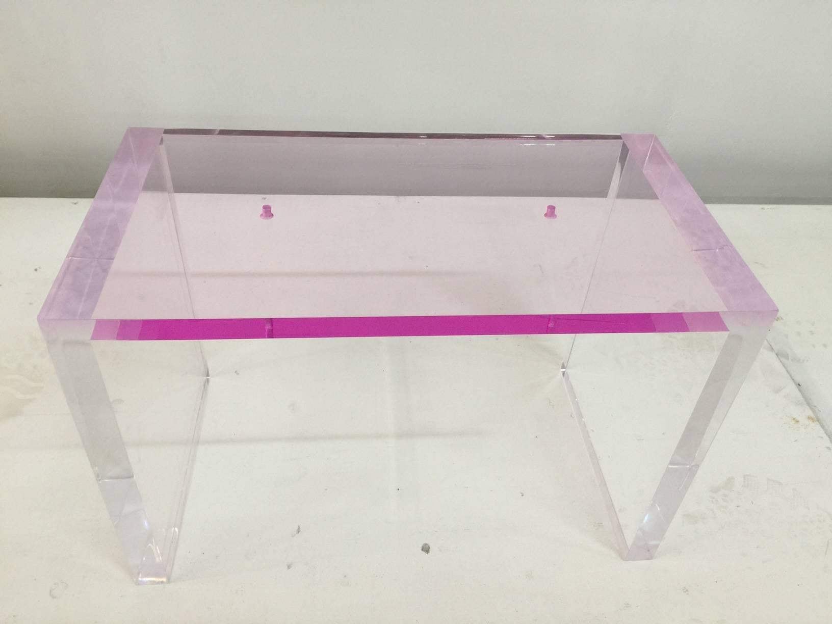 pink acrylic table