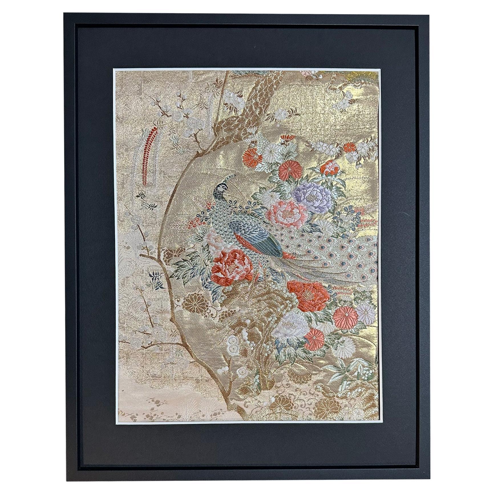 Japanese Art / Kimono Art, the Queen of Peacocks For Sale