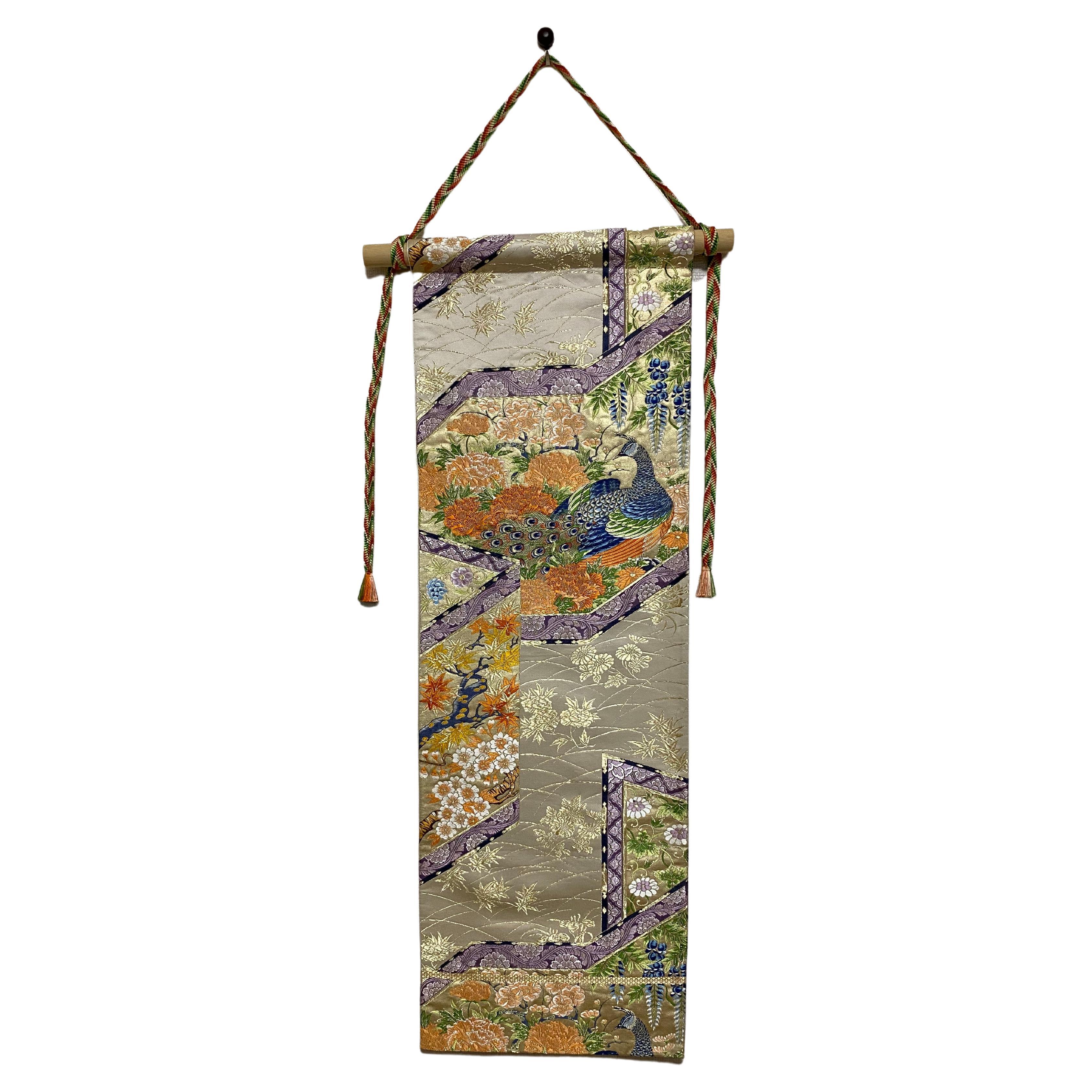 Japanese Kimono Art / Kimono Tapestry, the King of Peacocks For Sale