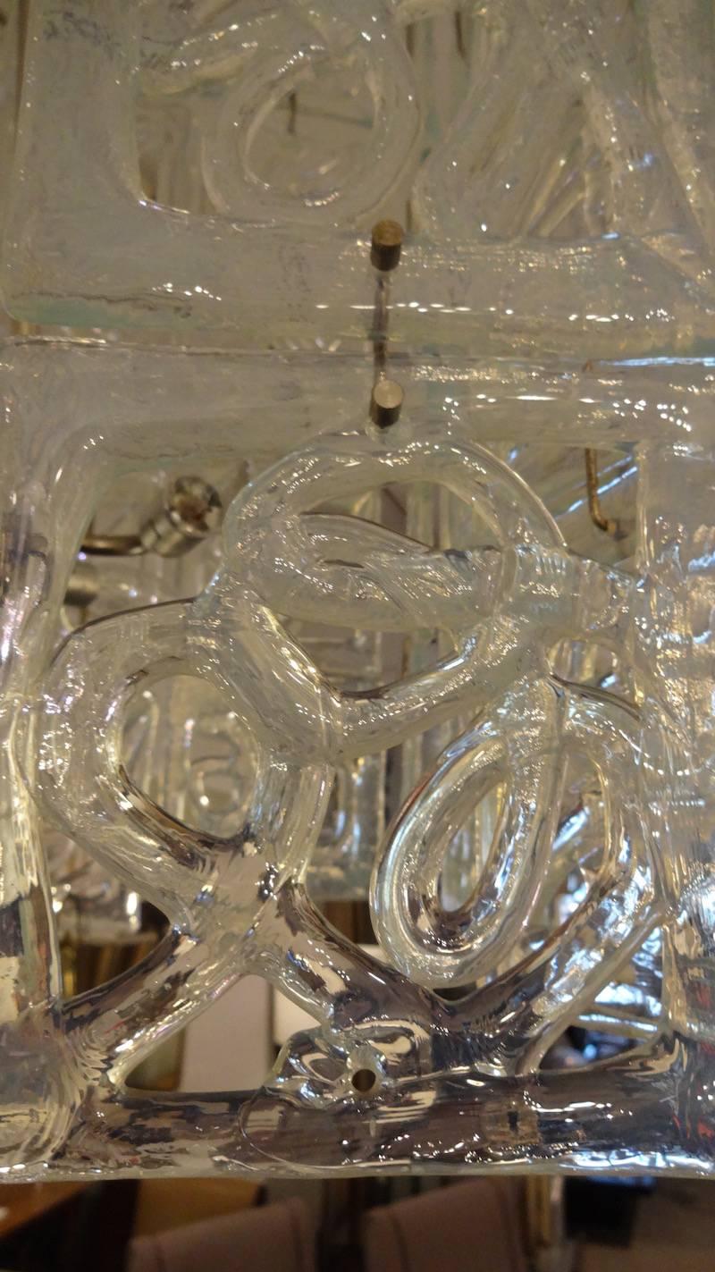 Italian Carlo Nason Large-Scale Rectangular Glass Chandelier Italy circa 1960 For Sale