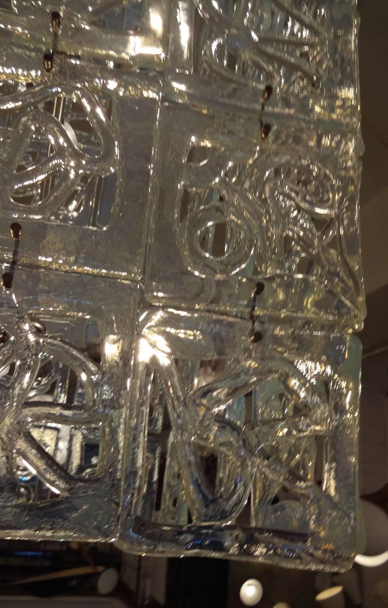 20th Century Carlo Nason Large-Scale Rectangular Glass Chandelier Italy circa 1960 For Sale