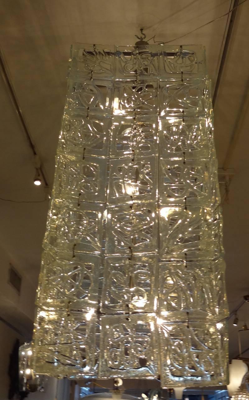 Murano Glass Carlo Nason Large-Scale Rectangular Glass Chandelier Italy circa 1960 For Sale