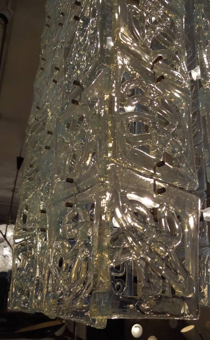 Carlo Nason Large-Scale Rectangular Glass Chandelier Italy circa 1960 For Sale 3