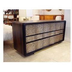 Rare Credenza in Cast Bronze and Macassar Ebony, "Lucian" by Luciano Frigerio