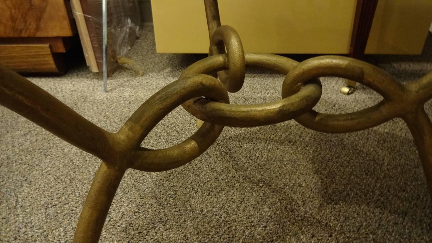 French René Drouet Deco Occasional Table in Gilt Wrought Iron France circa 1948 For Sale