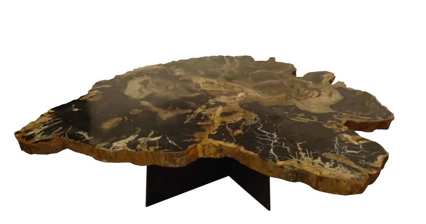 Mid-Century Modern Grand Scaled Petrified Wood Coffee or Cocktail Table in the Style of Ado Chale 