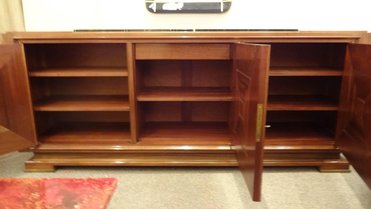 French Mid-Century Sideboard in Hand Waxed Palisander and Bronze  For Sale