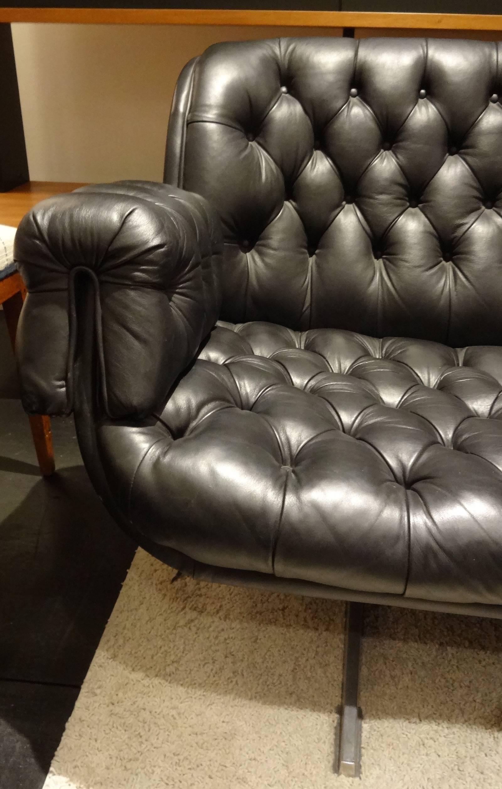 Enameled Robert Haussmann Mid-Century Leather Sofa For Sale