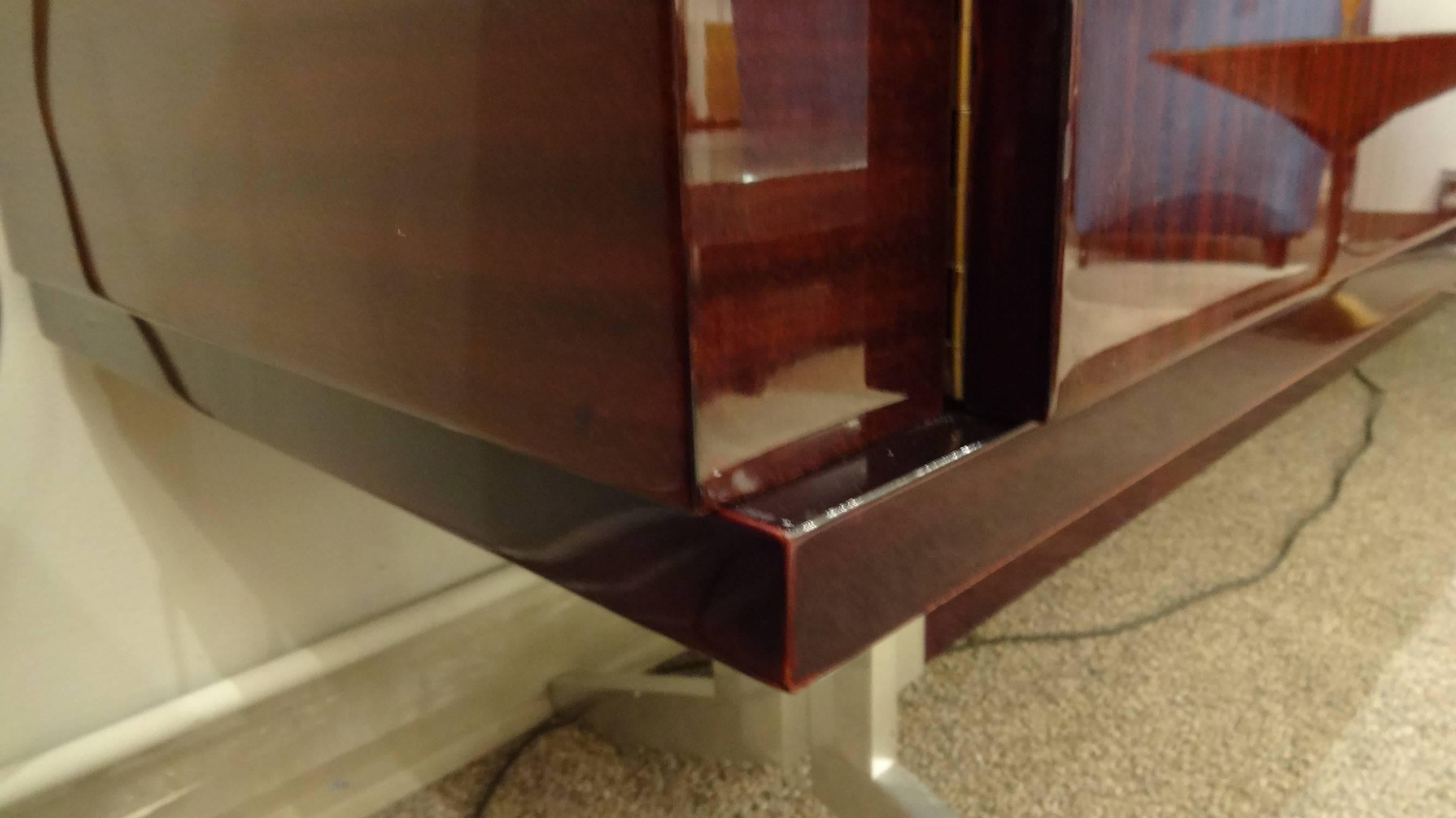 French Sideboard in Rosewood and Aluminum in the Style of Roger Landault circa 1968