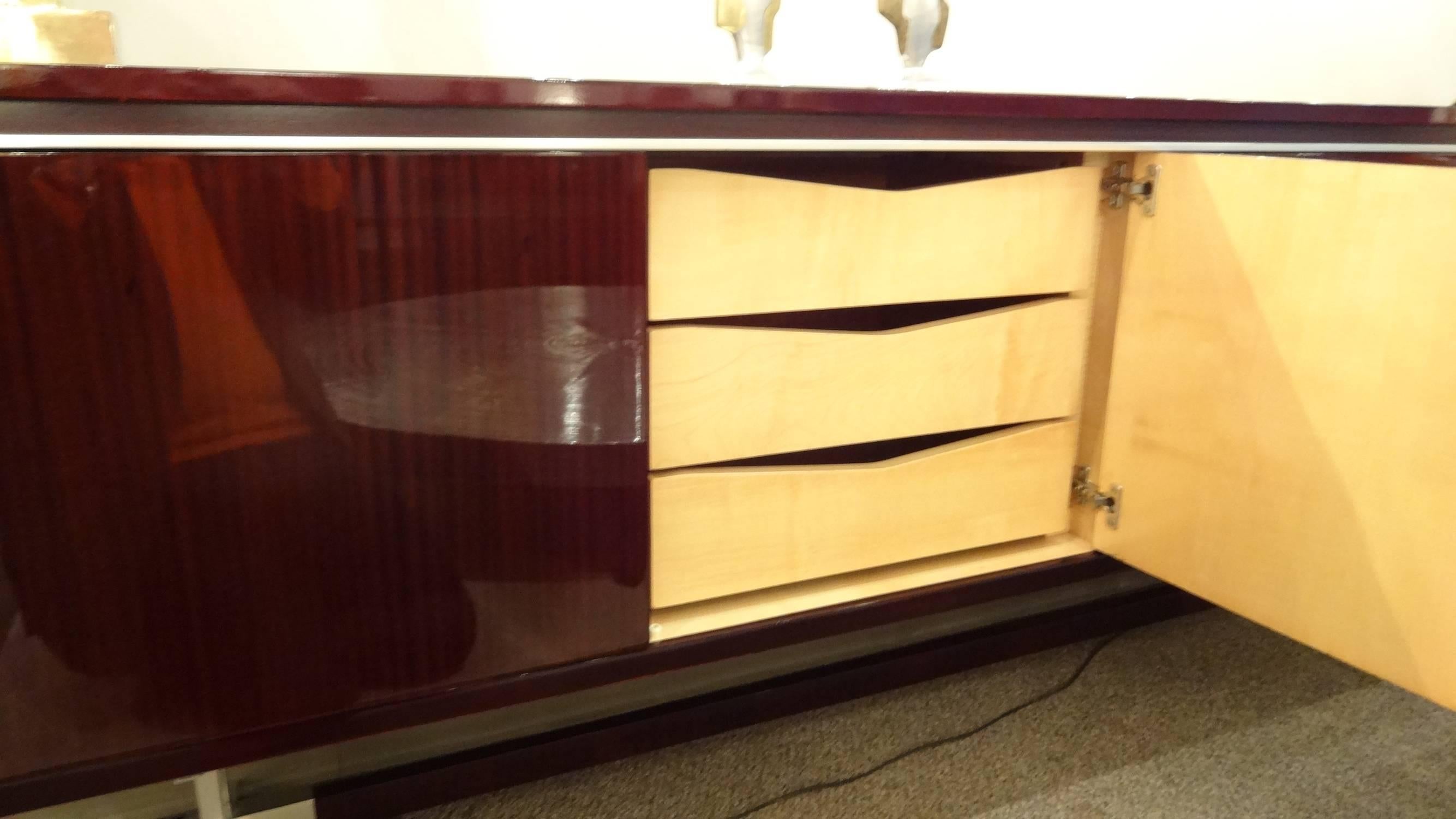Sideboard in Rosewood and Aluminum in the Style of Roger Landault circa 1968 2