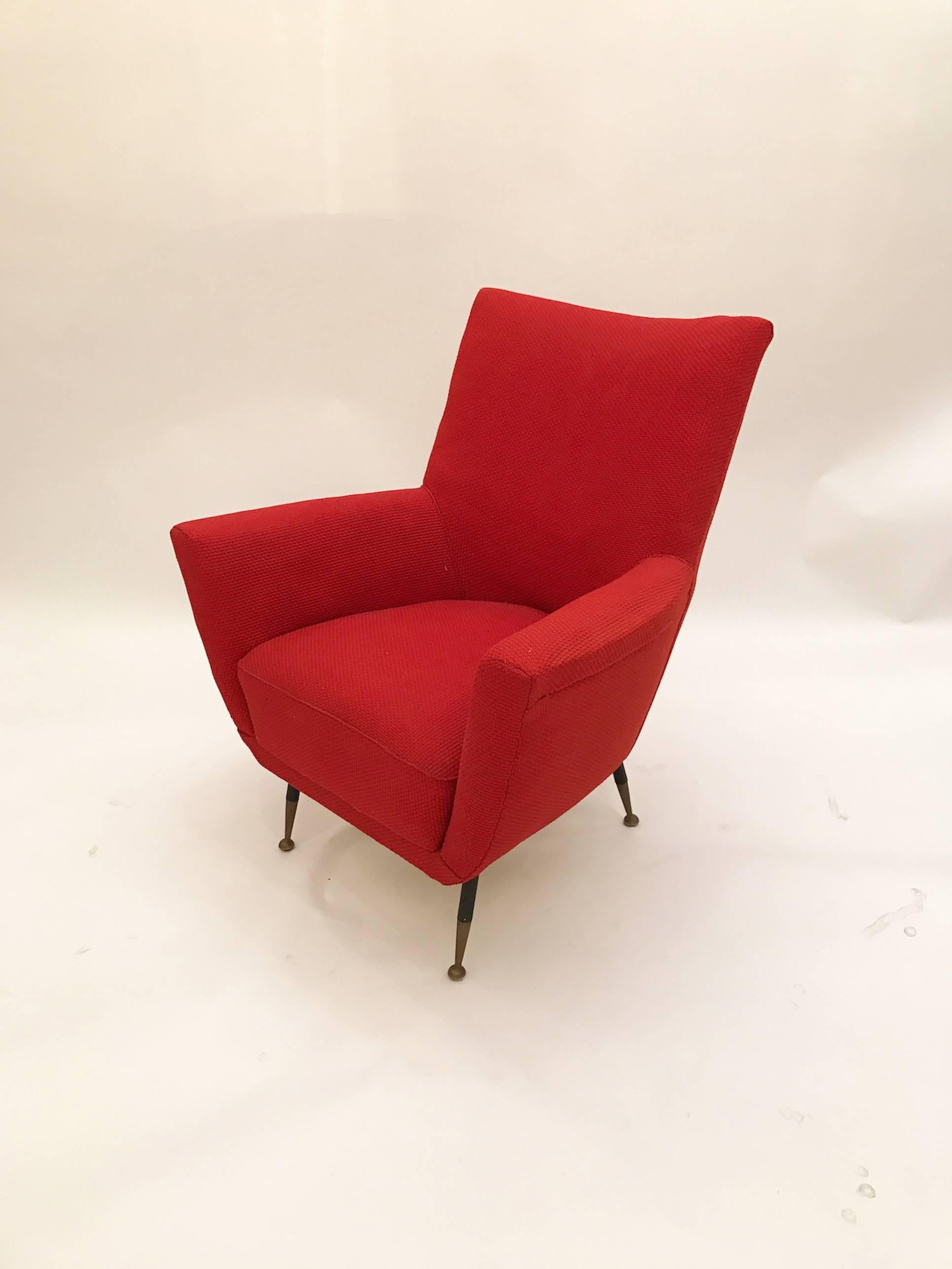 Pair of Mid-Century Club Chairs in the Style of Gustavo Pulitzer Finali In Good Condition For Sale In New York, NY